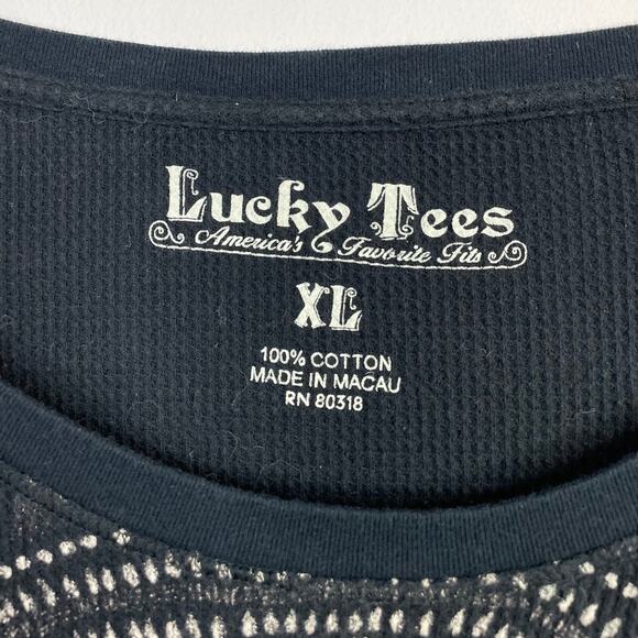 Vintage Lucky Brand Y2K Thermal Knit Paisley Western Long Sleeve Top Tee XL - Picture 7 of 8